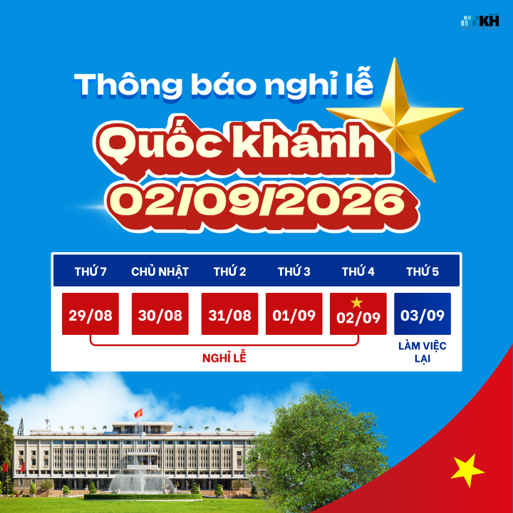 Thông báo lịch nghỉ lễ Quốc Khánh 02/09/2026